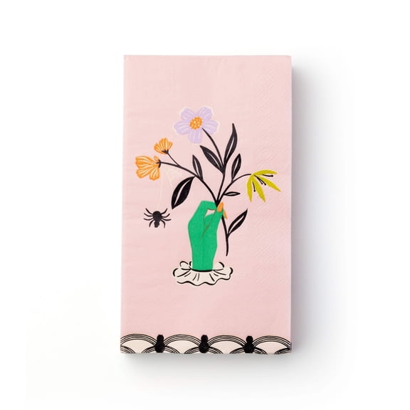 Bonjour Fête Floral Witch Hand Paper Guest Towel Napkins, Disposable Party Supplies, 20 Count, Halloween