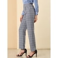 thumbnail image 4 of Pantalones a cuadros casuales para mujer, bolsillos, pierna recta, trabajo, oficina, pantalones Gris oscuro L, 4 of 6