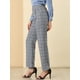 thumbnail image 4 of Pantalones a cuadros casuales para mujer, bolsillos, pierna recta, trabajo, oficina, pantalones Gris oscuro L, 4 of 6