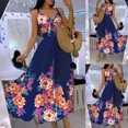 thumbnail image 2 of IROINNID Women's Sleeveless Sundress V-Neck Casual Vintage Positioning Swing Neck Waist Open Back Bow Sling Zipper Dress Regular Print Dress, 2 of 9
