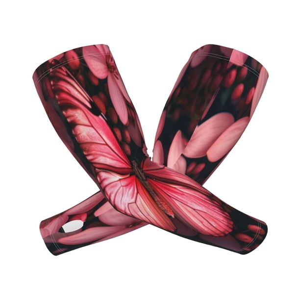 Balery pink butterfly Mangas Refrescantes para Brazos para Hombre y Mujer – Transpirables y Absorbentes de Humedad para Mujeres, Hombres y Niños
