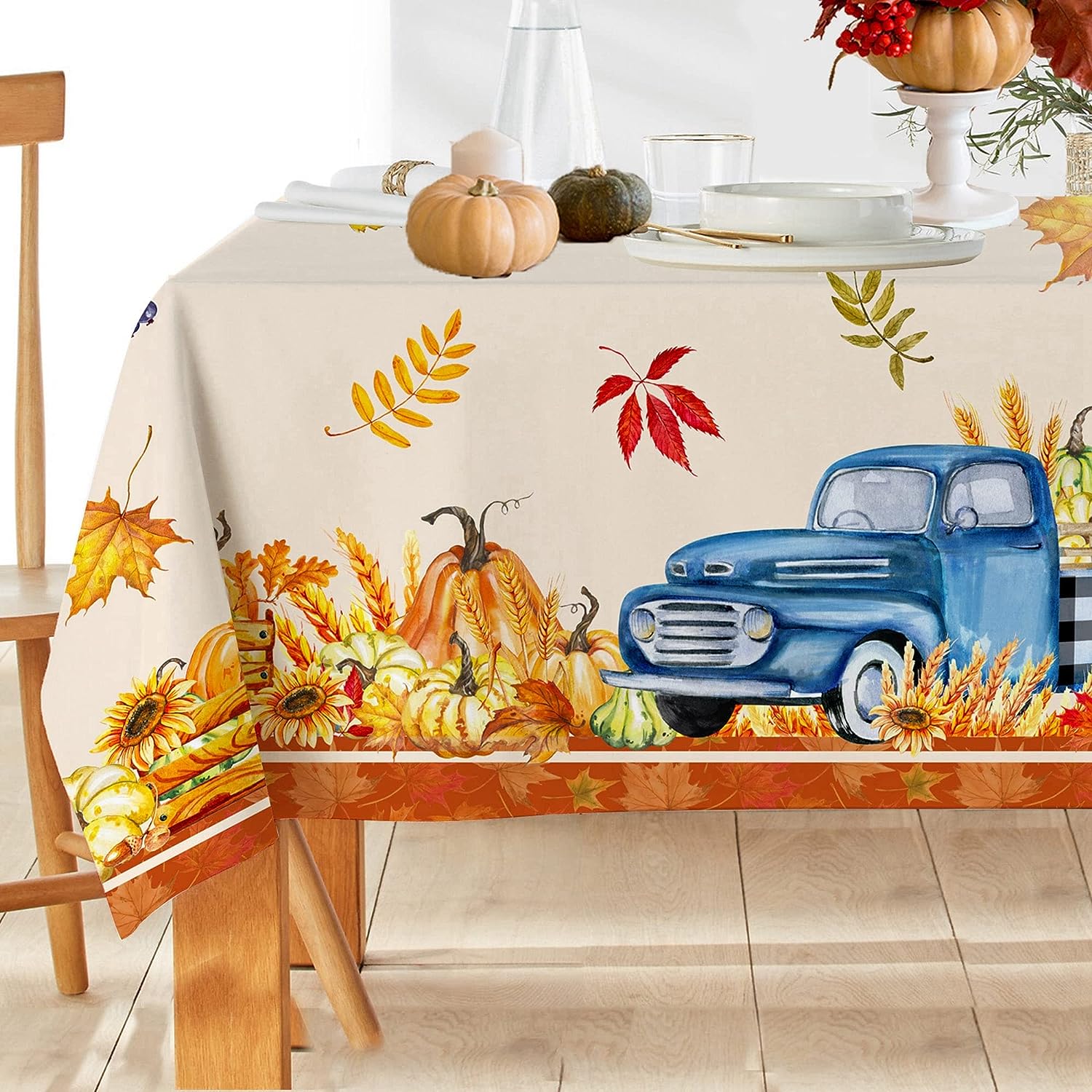 Fall Tablecloth, Thanksgiving Tablecloth Rectangle 60x60 inch, Autumn
