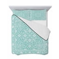 thumbnail image 7 of Quilts Twin Size Bedding Set, Teal Paisley Boho Lightweight Quilted Comforter, Abstract Art Floral Aesthetic Soft Reversible Bedspread Coverlet with Pillow Covers for All Season, 68" x 86", 7 of 7