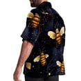 thumbnail image 3 of Starry Bees in the Sky Men's Short Sleeve Button Down Poplin Casual Beach Shirts, 3 of 6