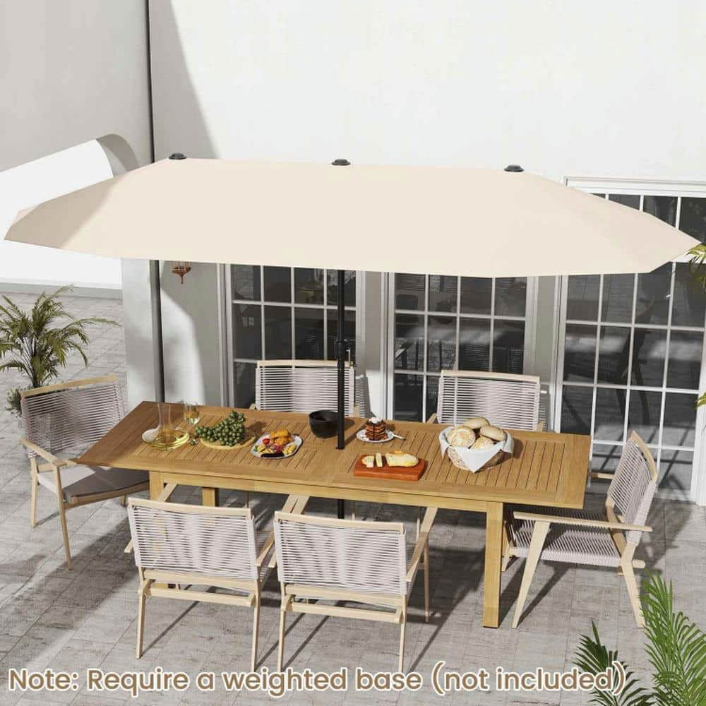 Yardi Yarda 13 Feet Large Patio Umbrella, Double-Sided Table Market Umbrella with Crank Handle for Outdoor, Beige