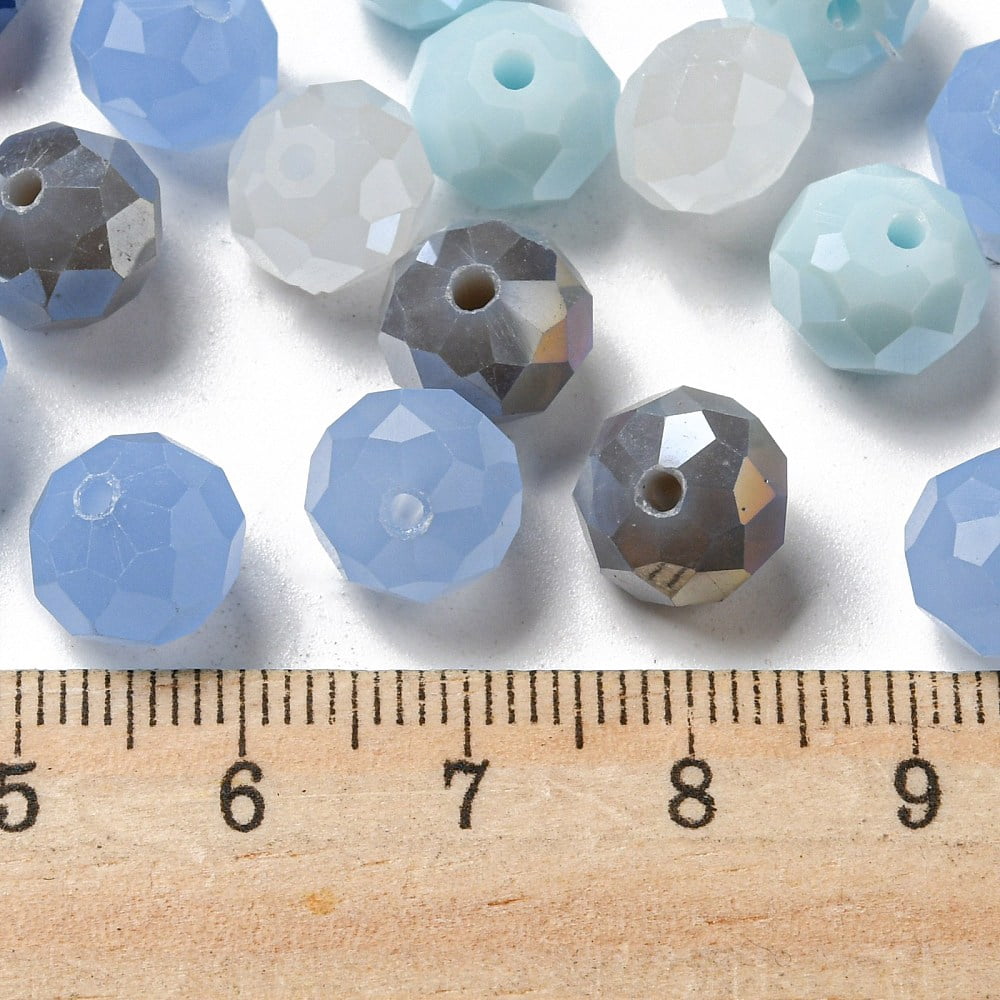 Glass Beads Faceted Rondelle Light Blue 10x8mm Hole: 1mm 560pcs/500g