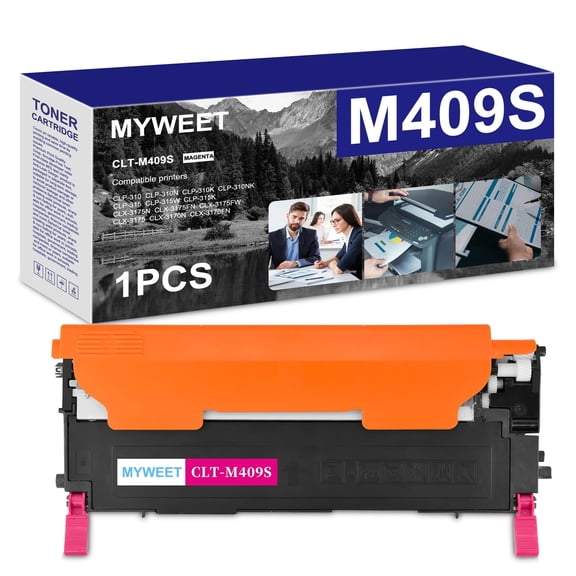 CLT-M409S 1 Pack Magenta Toner Cartridge High Yield Compatible for Samsung CLT-409S M409S Work with CLP-310 310N 315 315W CLX-3170FN 3175N 3175FN 3175FW Printer