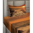 thumbnail image 2 of Ambesonne Seascape Fitted & Top Sheet Set with Sham, Ocean with Rocks at Sunset, Orange and Amber, 2 of 4