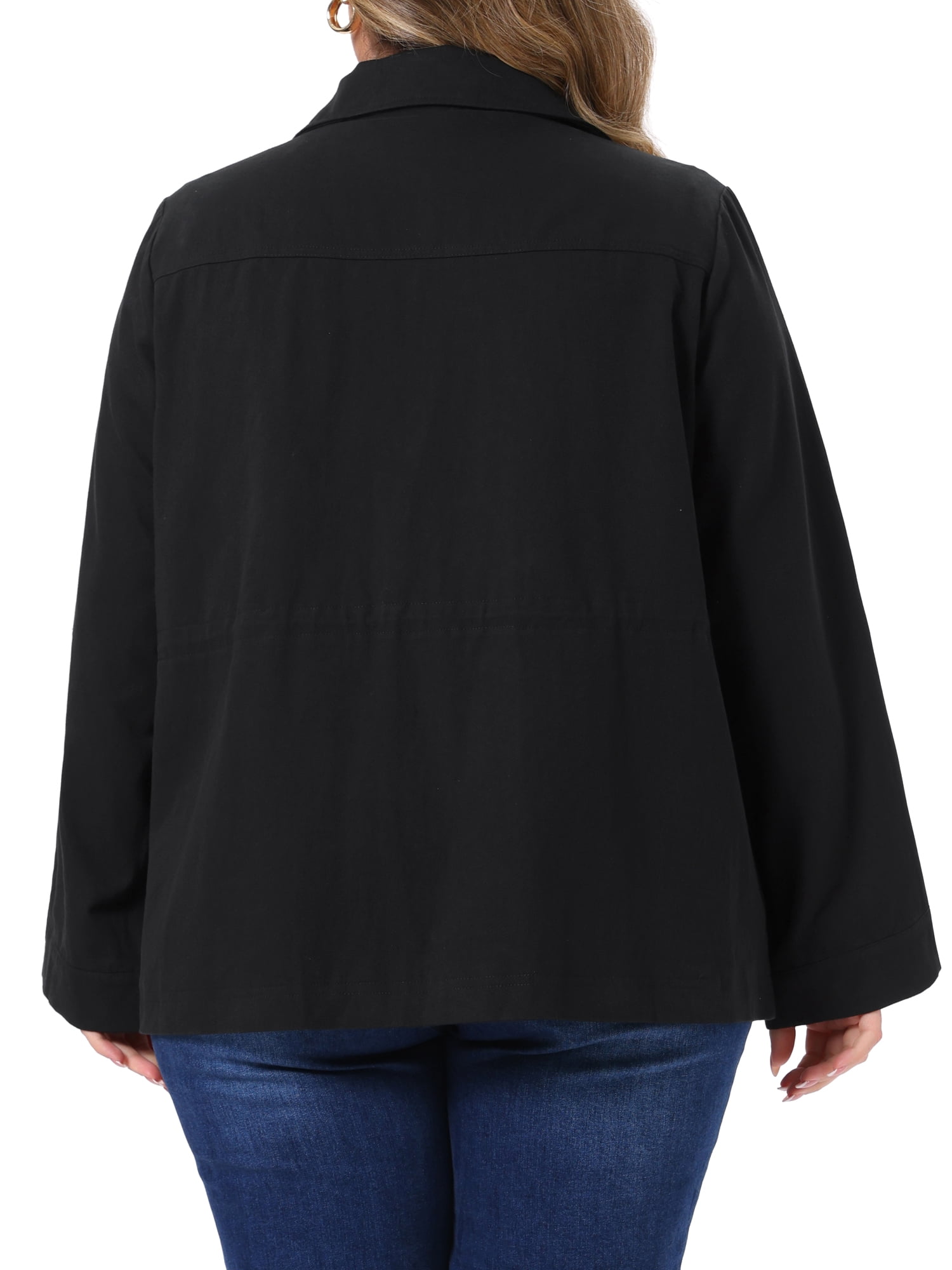 DARING DIVA Women's Plus Utility Lightweight Anorak with Pockets Jacket 3X Black