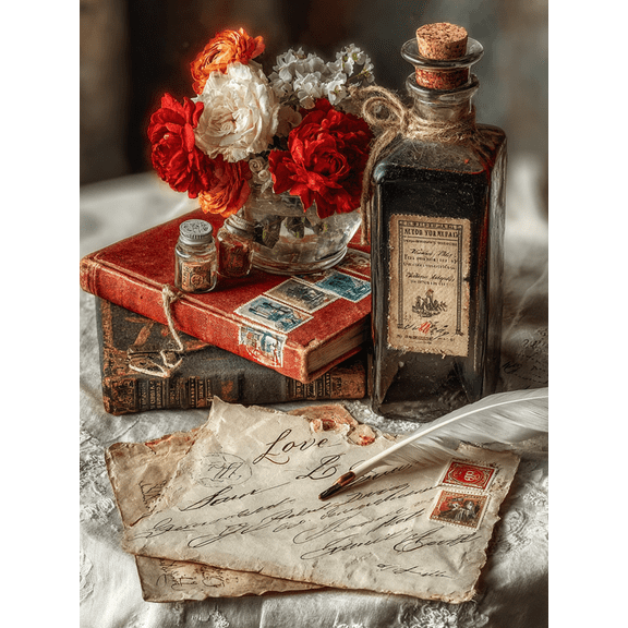 Love Letter Bundle Canvas Wall Art, Romantic Nostalgic Print, Warm Interior Home Wall Decor