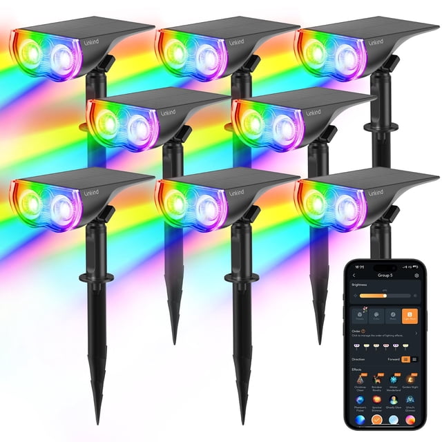 Focos solares inteligentes Linkind SL5C que cambian de color (paquete de 8)