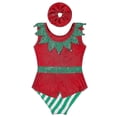 thumbnail image 4 of Leotardos gimnásticos de Navidad para niña con diadema, traje sin mangas, traje de baile atlético, disfraz de elfo de Navidad, Ropa de baile de Ballet de Navidad, 4 of 5