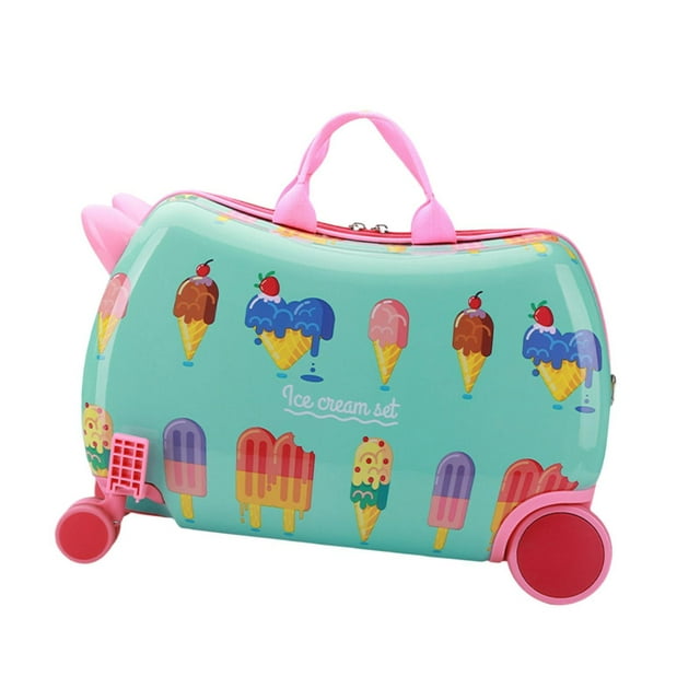MERIGLARE Valise de Voyage à Chevaucher avec Roues Robuste pour Enfants Bagage Rigide à Roulettes Crème