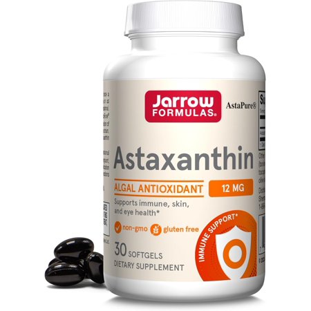 Jarrow Formulas Astaxanthin 12 mg - 30 Servings (Softgels) - Algal Antioxidant Carotenoid - Supports Immune, Skin & Eye Health - Dietary Supplement - Gluten Free - Non-GMO