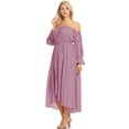 thumbnail image 3 of Womens Casual Boho Long Sleeve Off Shoulder Renaissance Peasant Dress, Dusty Pink, X-Large, 3 of 5