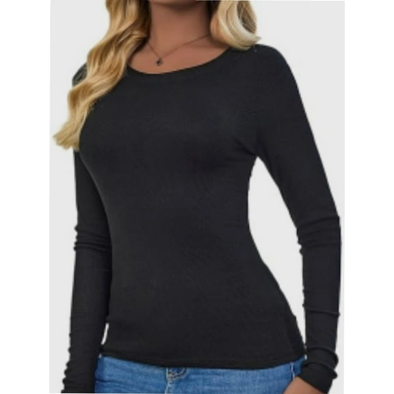 Long Sleeve T Shirts for Women Ribbed Knit Basic Tops Casual Slim Fitted Tee Tshirts