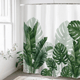 thumbnail image 3 of ORTIGIA Extra Long Tropical Green Leaf Shower Curtain Waterproof Washable Fabric Summer Botanical Banana Monstera Leaf Palm Tree Bathroom Shower Curtain with Hooks Weighted 72 W x 78 L Inch, 3 of 7