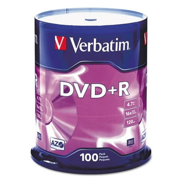 Verbatim DVD R Recordable Disc, 4.7 GB, 16x, Spindle, Silver, 100/Pack, Each