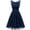 Navy, variant on Women Cocktail Prom Ballgown Vintage Dress Lace V Neck Sleeveless Fitted Knee Length Evening Party Elegant Formal Gown, Wine XXL