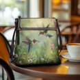 thumbnail image 3 of HELLHERO Durable Satchel Bag for Travel Shopping Daily Use, PU Material Waterproof Spacious Crossbody Bag, Hummingbird Wild Garden, 3 of 7