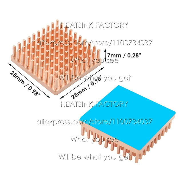 5pcs Pure Copper Heatsink Heat Sink Radiator Cooler for Raspberry / Banana Pi Electronic 3D printer CHIP IC MOS with Thermal Pad 5pcs 25x25x7mm