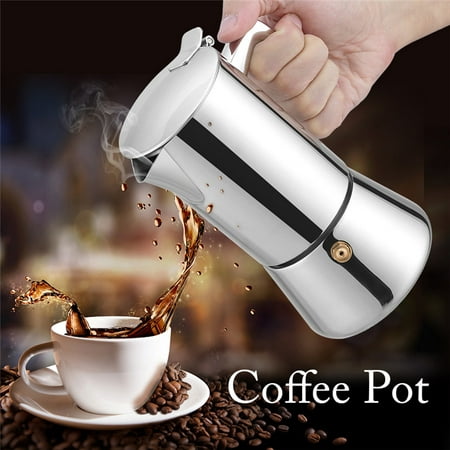 Moka Coffee Pot,200ml Stainless Steel Moka Pot Espresso Coffee Maker for Gas & Electric