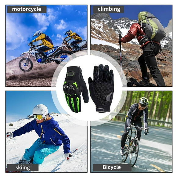 pitrice 1 Pair Motorcycle Riding Gloves Motorbike Shock Absorption Non-slip Protector Cycling Gloves, Green, xxL