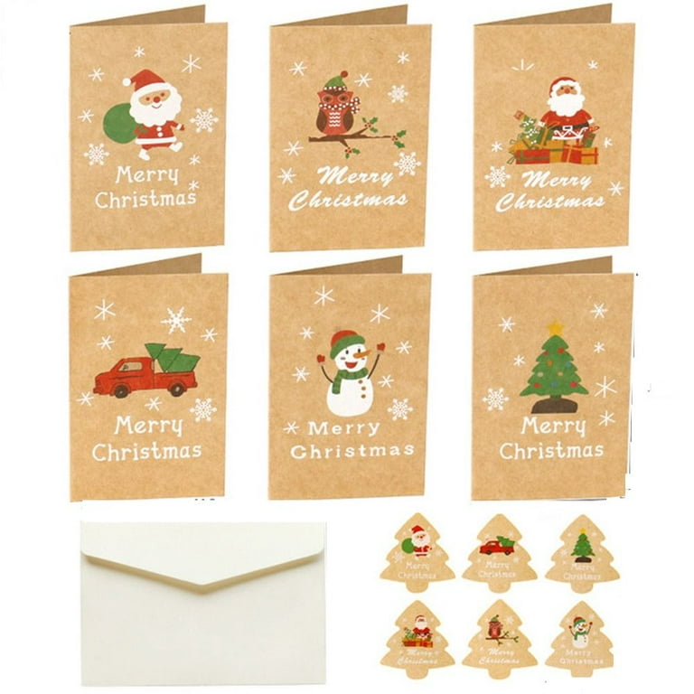 Set of 6 Mini Christmas Holiday Cards, Mini Gift Cards, Small Cards for  Gifts, Blank Small Christmas Cards Inside Blank, Tiny Cards 