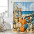 thumbnail image 1 of 60x72 Inch Shower Curtains for Bathroom, Fall Coastal Pumpkins Fabric Bath Curtain Decor, Thanksgiving Nautical Beach Waves Waterproof Restroom Curtains Shower Set Accessories with 12 Hooks 60 Inch, 1 of 6