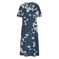thumbnail image 5 of Women's V Neck Maxi Dress Short Sleeve Printed Flowy Summer Long Dress Navy XXL, 5 of 5