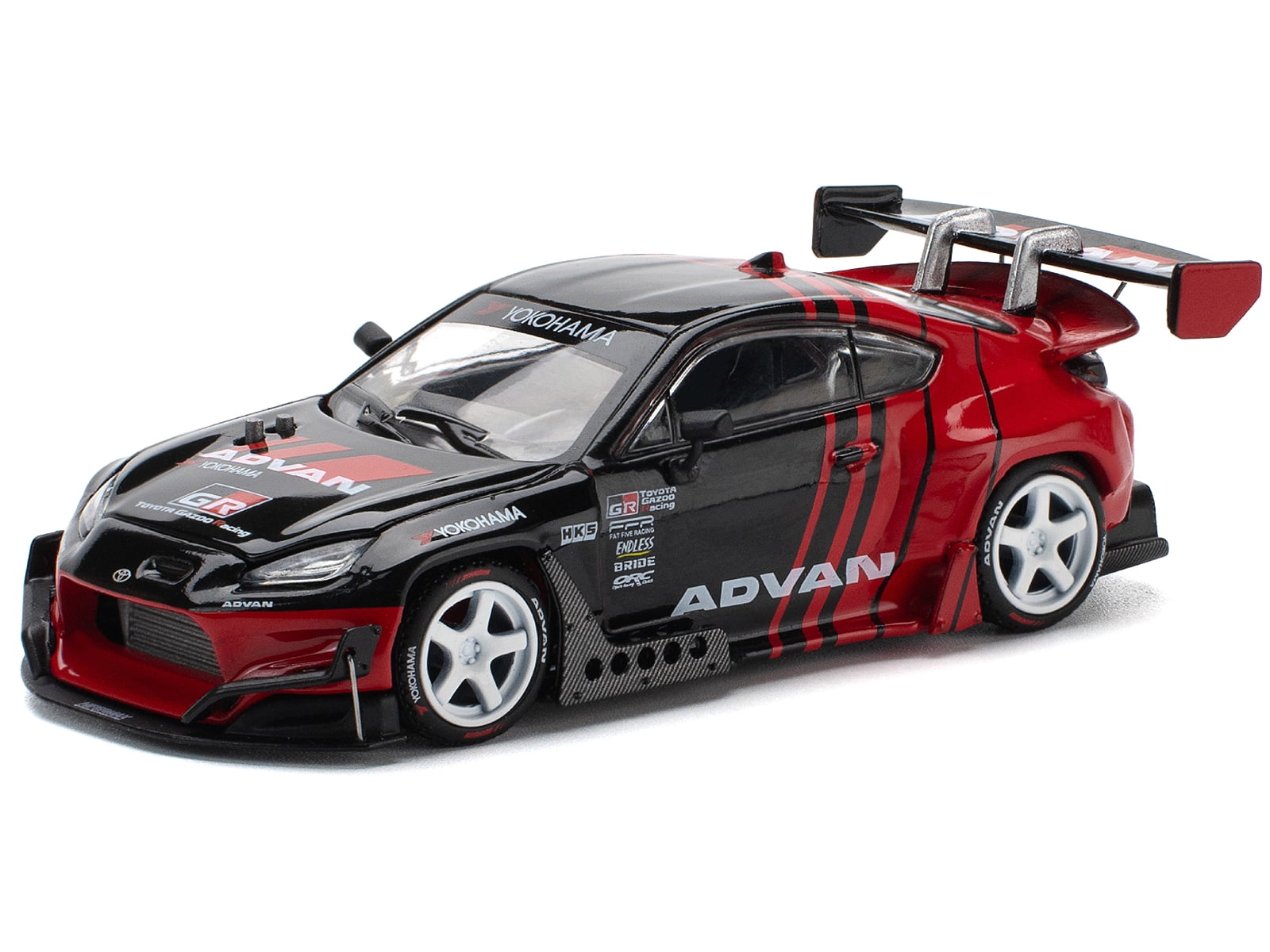 Toyota Pandem GR86 "Advan" Black and Red with Graphics 1/64 Diecast Model Car by Pop Race