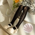 thumbnail image 2 of Huowey Socks Tights Thin Hollowed Summer Mesh Lace Solid Color Fashion Toddler Footed Legging Pantyhose,Black,9-12 Years, 2 of 2