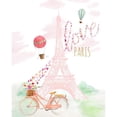 thumbnail image 3 of Loreth, Lanie 20x24 Black Modern Framed Museum Art Print Titled - Pink Eiffel Bike Ride, 3 of 5
