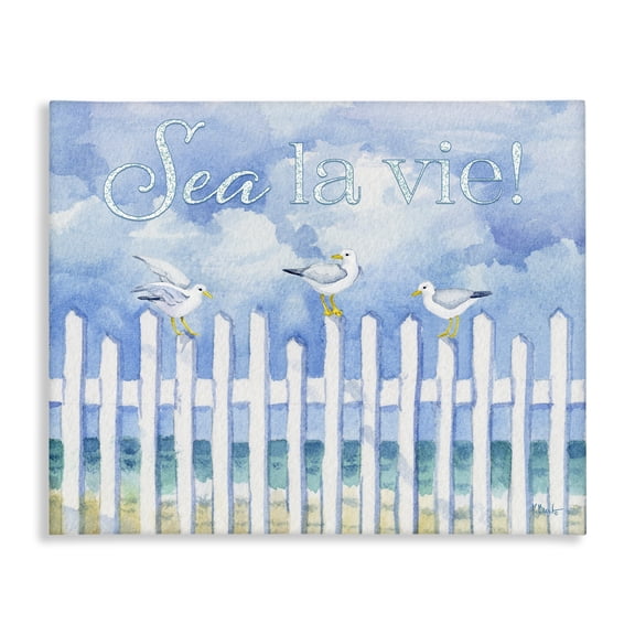 Stupell Industries Coastal Seagulls on Beach Fence Canvas Art, 20 x 16, by Paul Brent