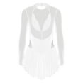 thumbnail image 6 of Zaldita Women Rhinestones Ballet Dance Bodysuit Sheer Mesh Long Sleeves Figure Ice Skating Dress White S, 6 of 7