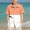 thumbnail image 4 of CYRBOKOToddler Boys Button Down Shirts, Holiday Comfy Casual Short Sleeve Summer Tops Orange Size 13-14 T, 4 of 7