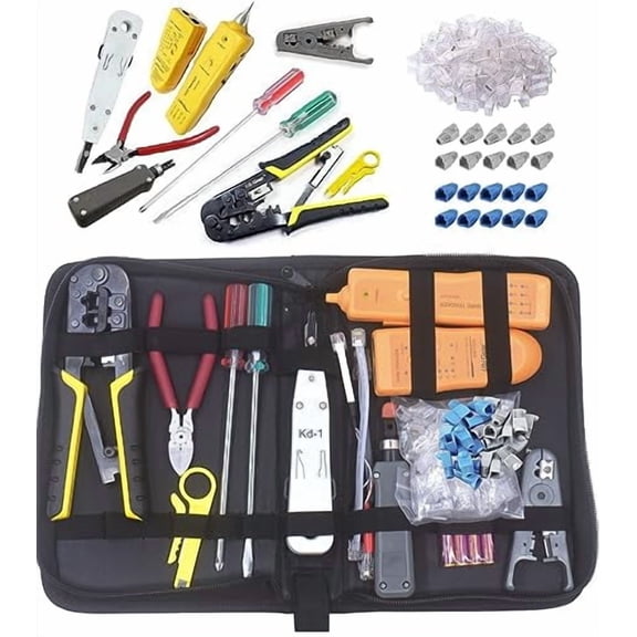 Network/Phone Cable Finder/Toner/Probe/Tracer/Tester RJ11/RJ12/RJ45 Crimp Crimper 100 Pcs RJ45 CAT5e Connector Plug/Boots Network Tool Kits (PremiumTester)