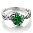 thumbnail image 2 of Gem Stone King 925 Sterling Silver Green Simulated Emerald Ring for Women (2.68 Cttw, Oval 8X6MM, Size 5), 2 of 4