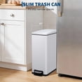 thumbnail image 4 of PYY Slim Stainless Steel Kitchen Trash Can - 12 Gallon Step-On Pedal with Soft Close Lid - Removable Inner Bucket - Narrow Space-Saving Design for Home, Office, Bathroom - 45L White 51.5x25.4x63.3cm, 4 of 7