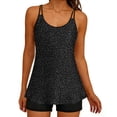 thumbnail image 1 of FAVIPT Modest Swimsuits for Women Two Piece Tummy Control Tankini Set Padded Top with Shorts Bathing Suits Black,S, 1 of 6