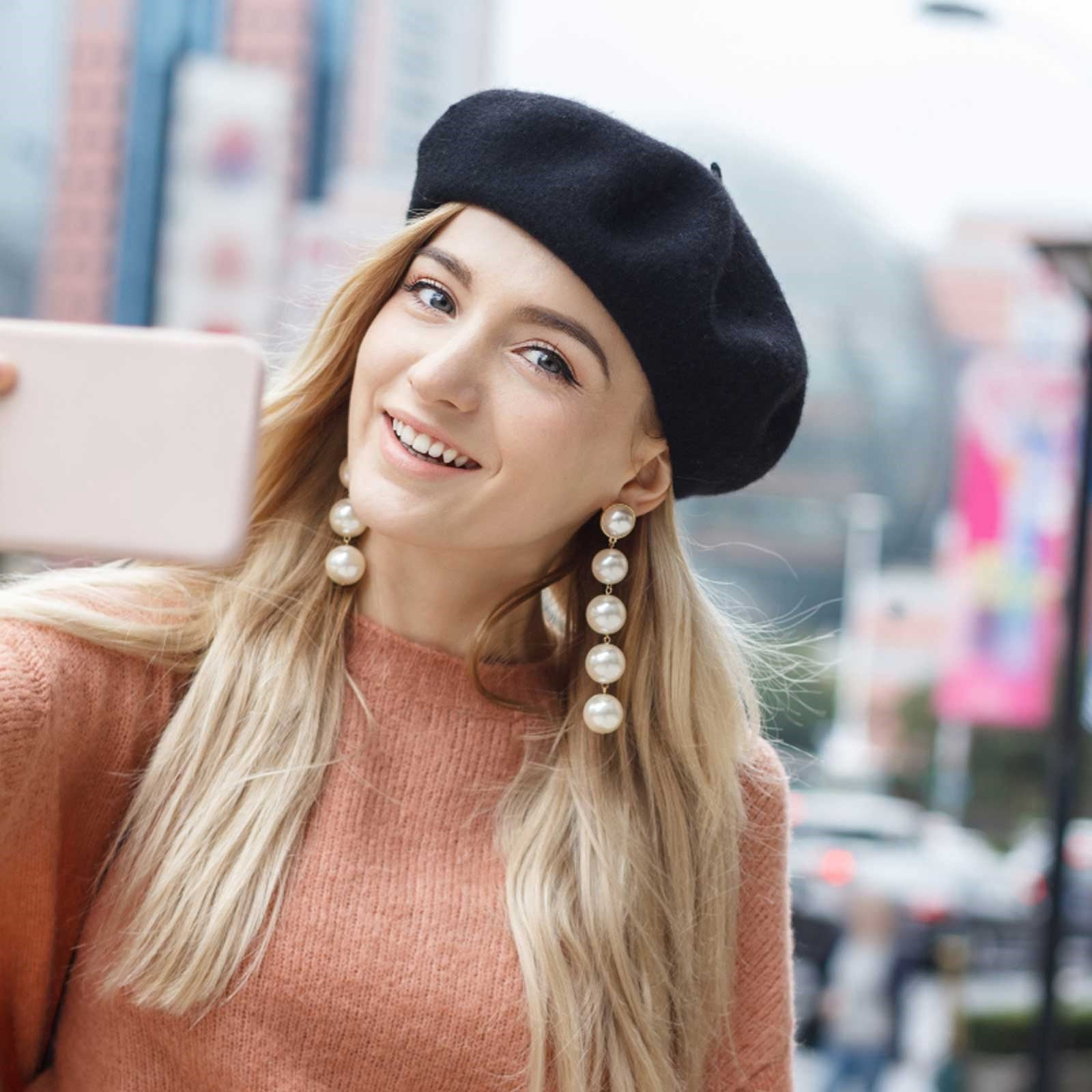 Harpily Wool French Beret Hat Solid Color Beret Cap for  display picture 1