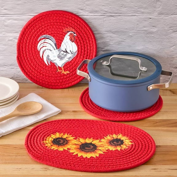 Decorative Kitchen Fabric Trivets - Set of 3