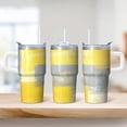thumbnail image 2 of 20oz Geometric Texture Travel Coffee Mug, Stainless Steel Double Wall Insulated Tumbler with Handle Leak Proof Straw Lid, 2 of 5