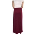 thumbnail image 3 of OrlyCollection Women's Basic Elastic Waist Band A-Line Long Maxi Skirt (Wine,Large), 3 of 3