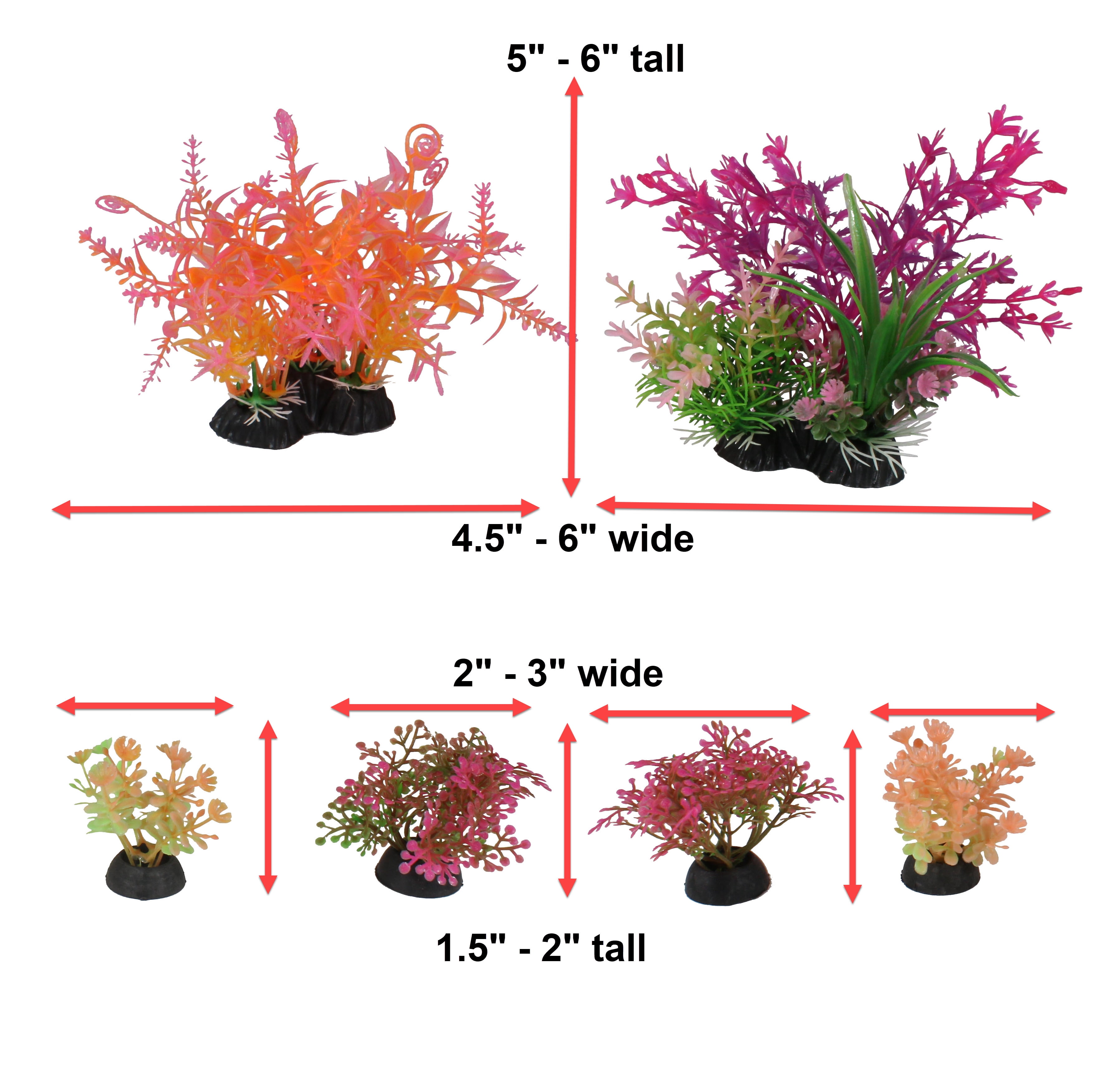 Penn-Plax Plastic Aqua-Plant Aquarium Decoration Kit for Aquariums and Fish Tanks - Vibrant Pink