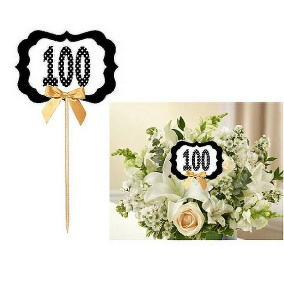 100th Birthday / Anniversary Table Decoration Party Centerpiece Pick - Set of 6