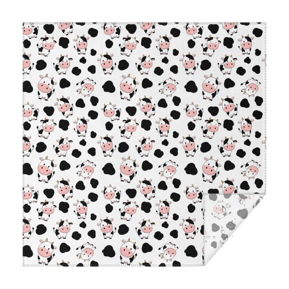 White Cow Spot Pattern Square Tablecloth,Waterproof Square Table Cover,Wipeable Spillproof Washable Table Cover for Home Kitchen Party Decor 42"X42"(107x107cm)