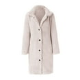 thumbnail image 4 of NAFUU Women's Fuzzy Jackets Lapel Button Down Long Teddy Coat Warm Winter Outwear Pocket Solid Color Fashion Long Fluffy Jacket Comfy Outwear Coats, 4 of 4