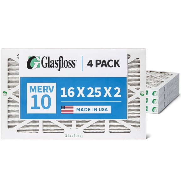 Glasfloss ZL 16x25x2 MERV 10 Pleated AC Furnace Air Filters. Box of 4. Exact Size: 15-1/2 x 24-1/2 x 1-3/4