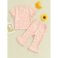 thumbnail image 5 of FEORJGP Kids Baby Girl 2Pcs Summer Outfits 6M 12M 18M 2Y 3Y 4Y Toddler Short Sleeve T-shirt Crew Neck Shirt Lettuce Trim Tops + Elastic Waist Trousersnt Cute Sweet Casual Comfy Daily Clothes, 5 of 9